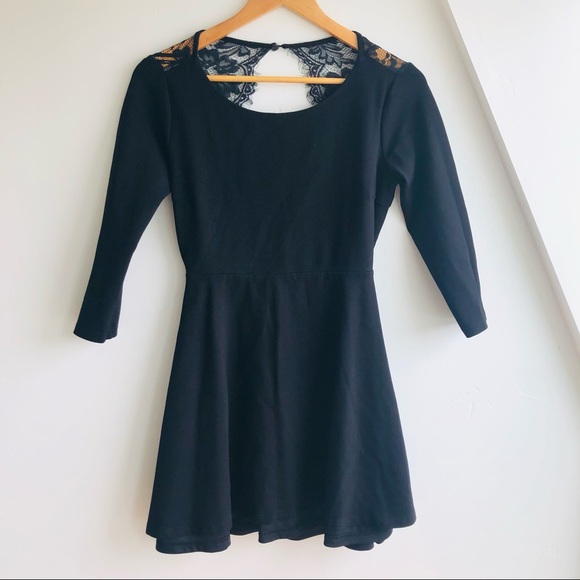 Lulus Felicity Black Backless Lace Skater Dress Sz Small - Picture 2 of 16